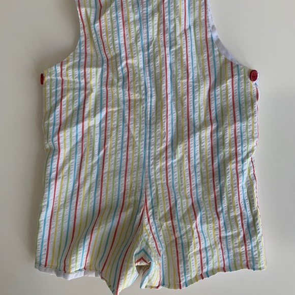 Boy's Shrimp and Grits Seersucker Striped Short Jonjon/Overalls 18M - Picture 4 of 4